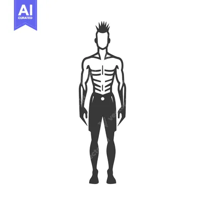 Aset desain premium: Silhouette of a Muscular Man with Spiky Hair