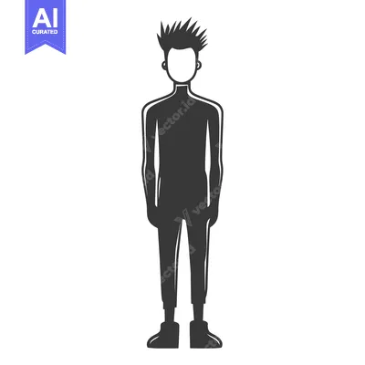 Popular premium asset: Silhouette of a Faceless Man with Spiky Hair Wearing a Jumpsuit