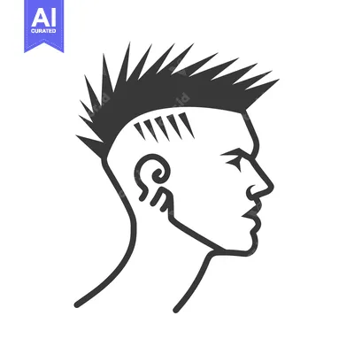 Premium design asset: Side Profile of a Man with Spiky Hair
