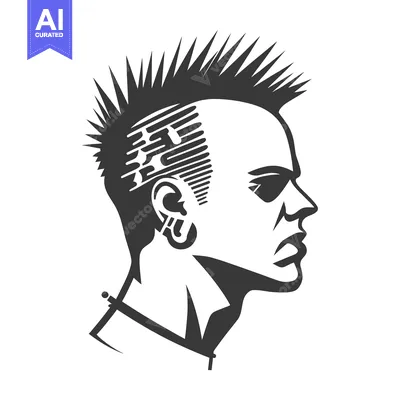 Premium design asset: Side Profile of a Man with a Spiky Hairstyle