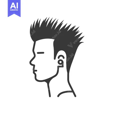 Popular premium asset: Profile of a Man with Spiky Hair and an Earring