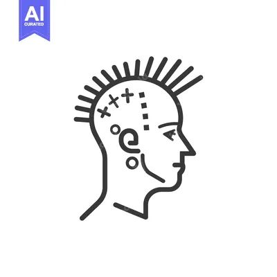 Popular premium asset: Line Art Illustration of a Person with a Spiky Haircut and Facial Pier