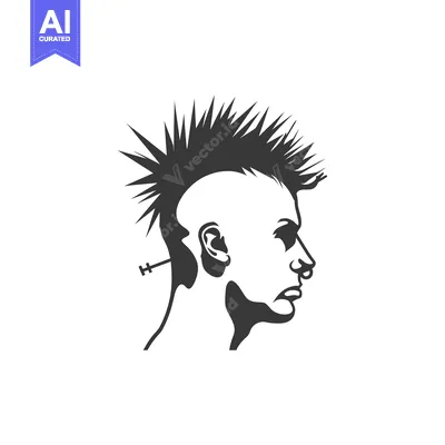 Aset premium populer: Silhouette of a Person with a Spiky Hairstyle and a Studded Ear