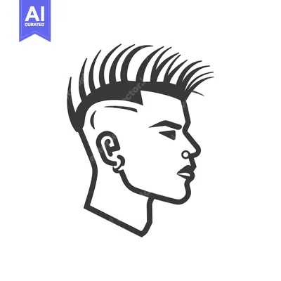 Aset premium populer: Profile of a Man with Spiky Hair and Facial Piercings