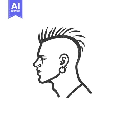 Aset premium populer: Profile of a Man with a Spiky Hairstyle and Earrings