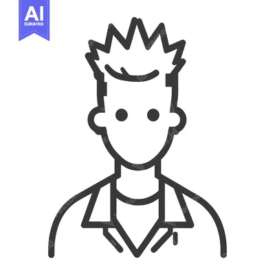 Aset premium populer: Line Art Illustration of a Person with Spiky Hair