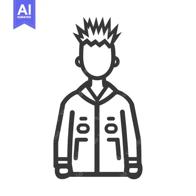 Popular premium asset: Line art illustration of a person with spiky hair wearing a jacket