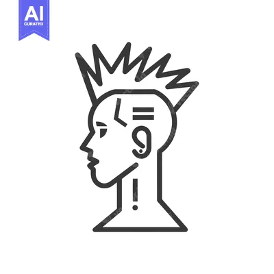 Premium design asset: Line Art Illustration of a Person with a Spiky Hairstyle