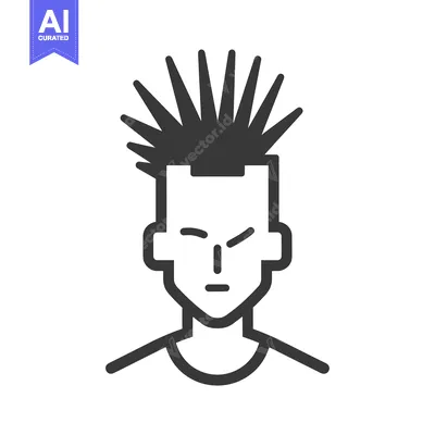 Aset desain premium: Line Art Illustration of a Person with Spiky Hair