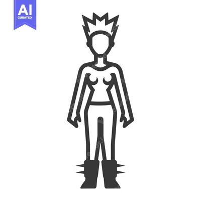 Popular premium asset: Line Art Illustration of a Female Character with Spiky Hair and Boots