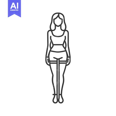 Aset desain premium: Line drawing of a woman in athletic wear with a thigh strap