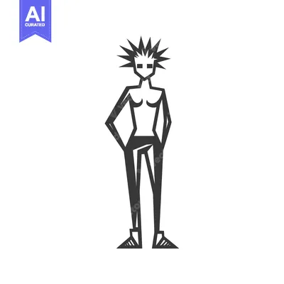 Aset premium populer: Stylized Black and White Illustration of a Standing Person with Spiky