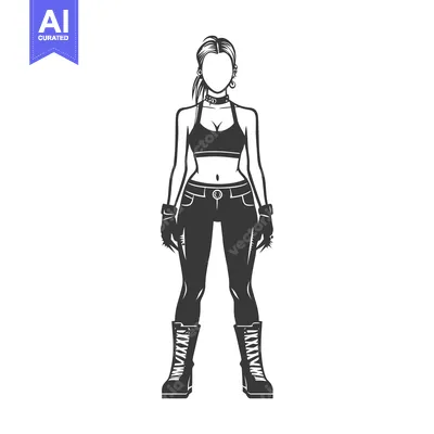 Premium design asset: Silhouette of a Woman in a Sporty Outfit