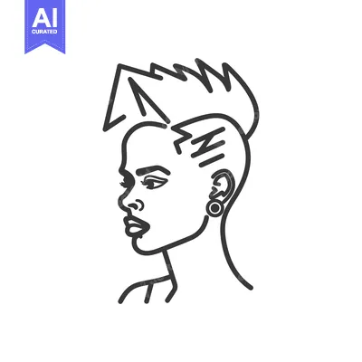 Popular premium asset: Line Art Illustration of a Woman with a MoHawk Hairstyle