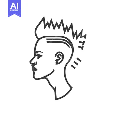 Aset premium populer: Line Art Profile of a Woman with a Spiky Hairstyle and Piercings