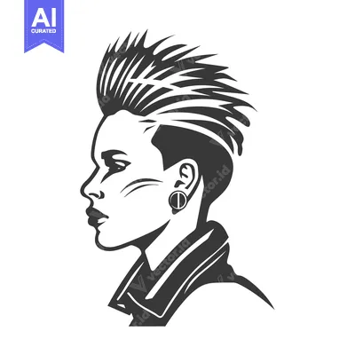 Aset desain premium: Side Profile of a Woman with a Spiky Hairstyle