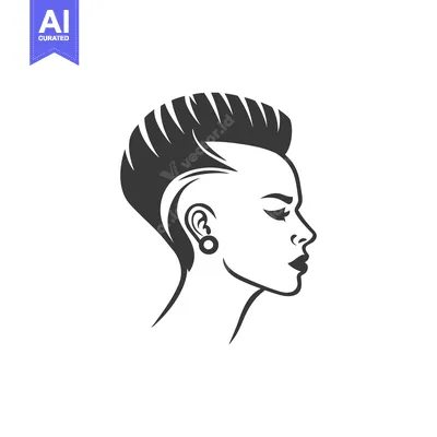 Aset desain premium: Profile of a Woman with Spiky Hairstyle and Earring