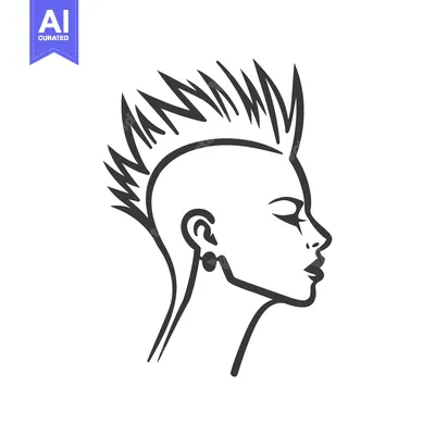 Premium design asset: Side Profile of a Woman with Spiky Hair and an Earring