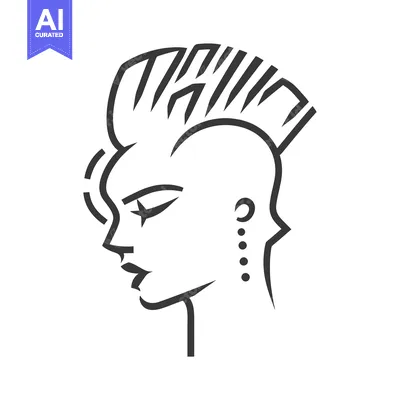 Popular premium asset: Line Art Portrait of a Person with a Spiky Hairstyle and Earrings