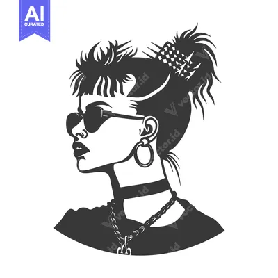 Popular premium asset: Profile of a Woman with Spiky Hair and Sunglasses
