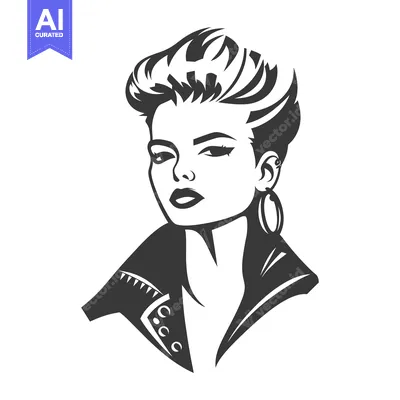 Aset premium populer: Portrait of a Woman with Short Hair and a Leather Jacket