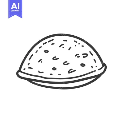 Aset premium populer: A single drawn image of a simple rounded food item