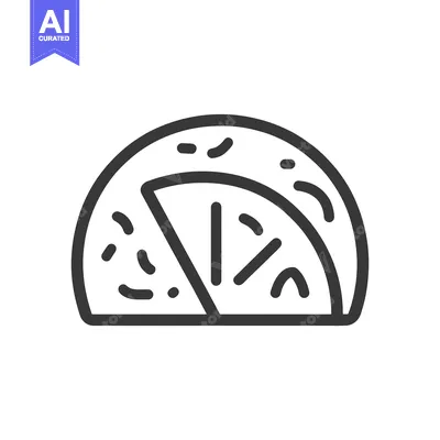 A monochrome vector image of a halved dessert pastry