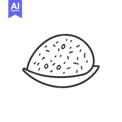 Aset premium populer: An outline depiction of a seeded dessert on a small plate