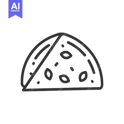 Aset desain premium: A triangular slice of cheesy food with small decorative toppings