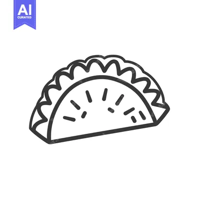 Aset premium populer: A simple black and white illustration of a savory pastry