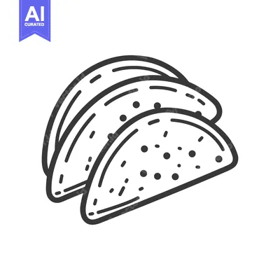 Aset premium populer: A stack of three stylized outline tacos displayed on white