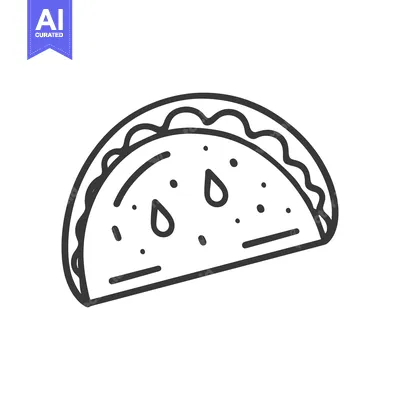 Premium design asset: A simple line art illustration of a folded taco food