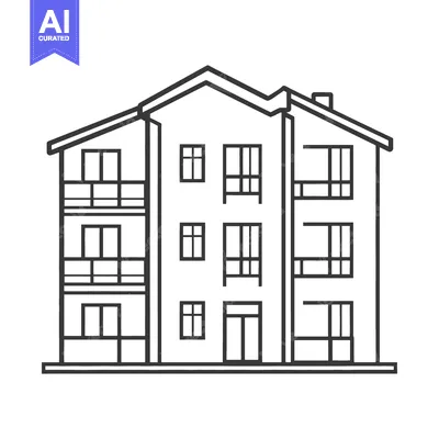 Aset premium populer: Simple black and white drawing of a multiple story building