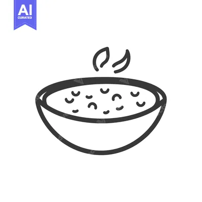 Aset premium populer: A simple monochrome bowl of steaming food or soup