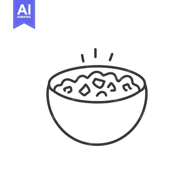 Aset premium populer: A graphic representation of a bowl of warm food with steam