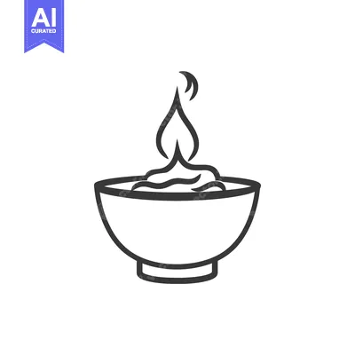 Aset premium populer: A simple line drawing of a bowl and flame design