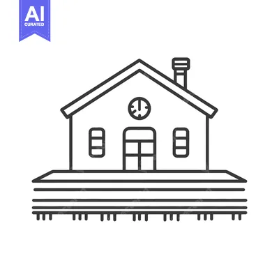 Aset desain premium: An illustration of a railway station building for train passengers