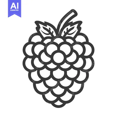 Aset premium populer: A simple black line drawing depicting a ripe berry cluster