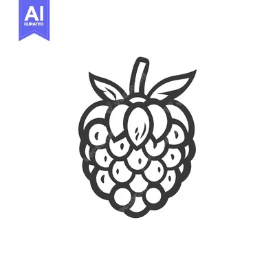 Aset premium populer: A simple monochrome line drawing of a berry fruit