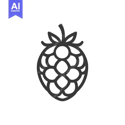 Aset premium populer: A simple minimalist line drawing of a stylized berry fruit