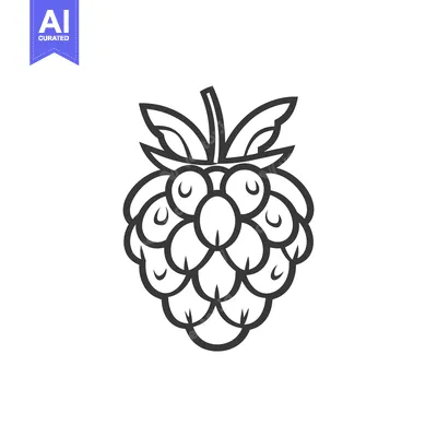 Aset premium populer: Simple black and white illustration of a fruit with leaves