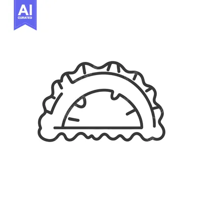 Aset desain premium: An illustrated and outlined dumpling food icon on white background