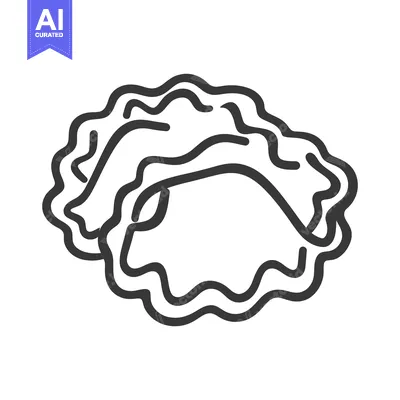 Two dumplings stacked in a simple line art drawing