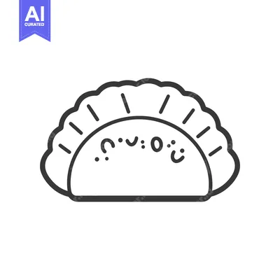 Aset premium populer: A simplistic illustration of a happy empanada style food item