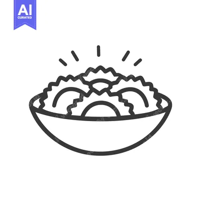 Popular premium asset: A simple line illustration of pasta in a serving bowl