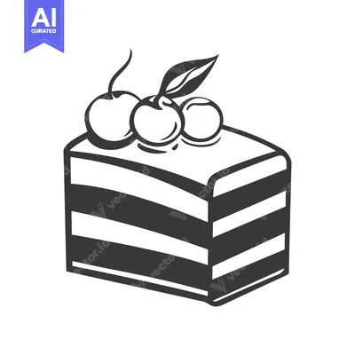 Aset premium populer: A slice of layered cake adorned with fresh cherries on top
