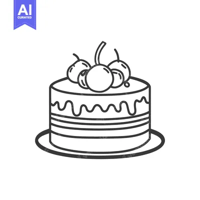 Aset desain premium: A delicious layered cake topped with cherries and icing design