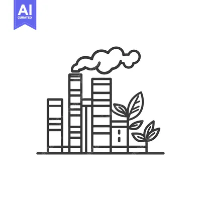 Popular premium asset: Industrial Buildings with Smoke and Plant Life Represent Environmental