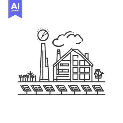 Premium design asset: Conceptual illustration of a modern sustainable energy powered house