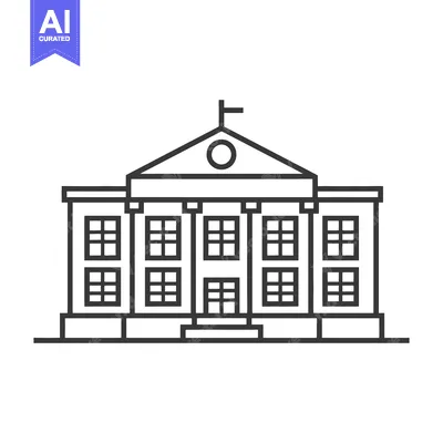 Premium design asset: Simple black and white line drawing of a governmental building